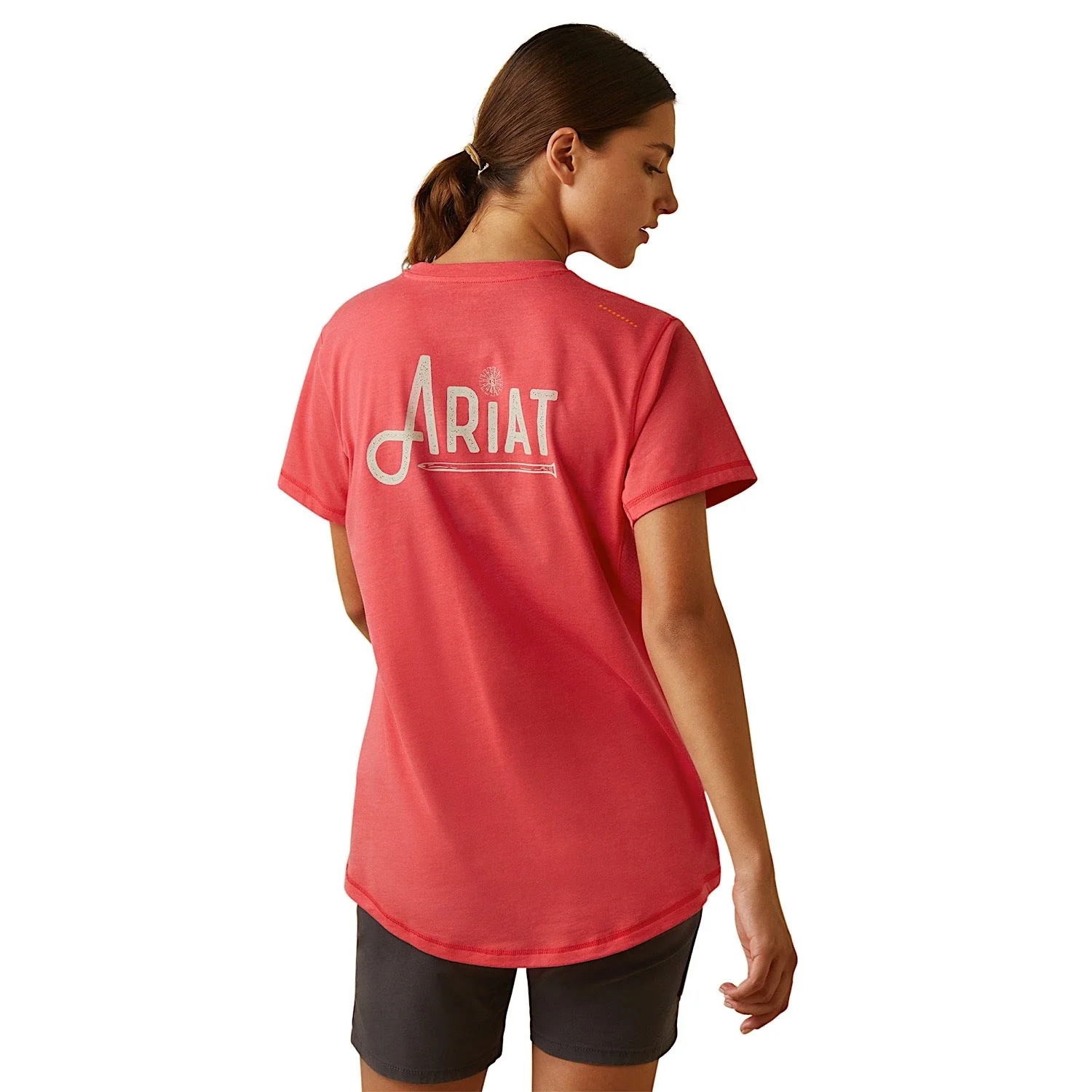 Ariat Womens Rebar Workman Graphic Ariat Logo S/S T-Shirt Teaberry - Image 2