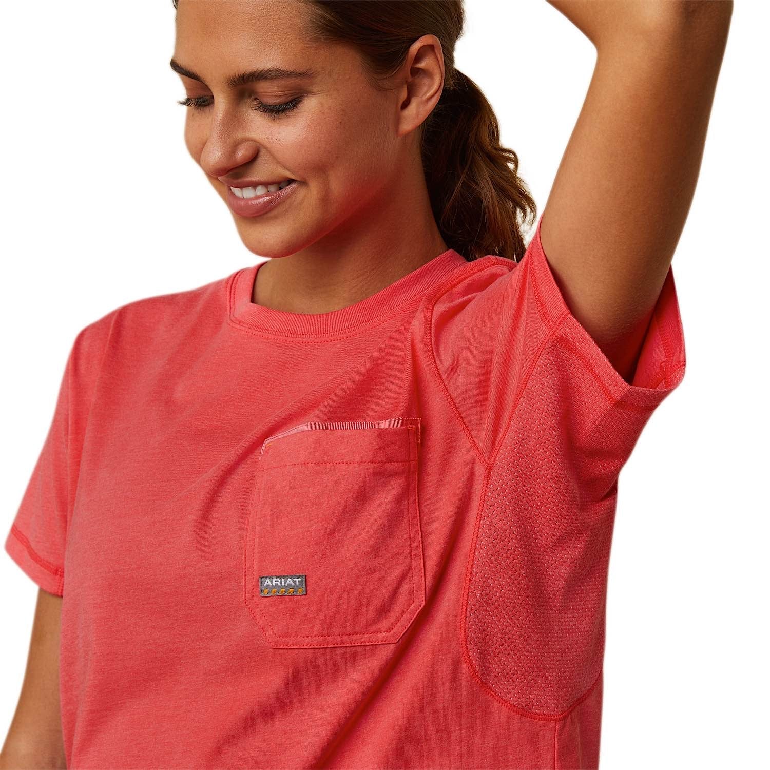 Ariat Womens Rebar Workman Graphic Ariat Logo S/S T-Shirt Teaberry - Image 3