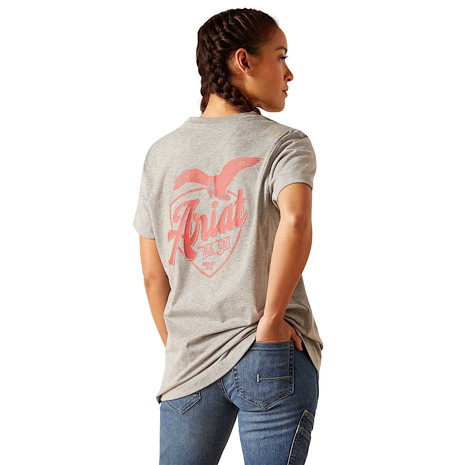 Ariat Women's Rebar Workman True Grit T-Shirt - Heather Grey - Image 2