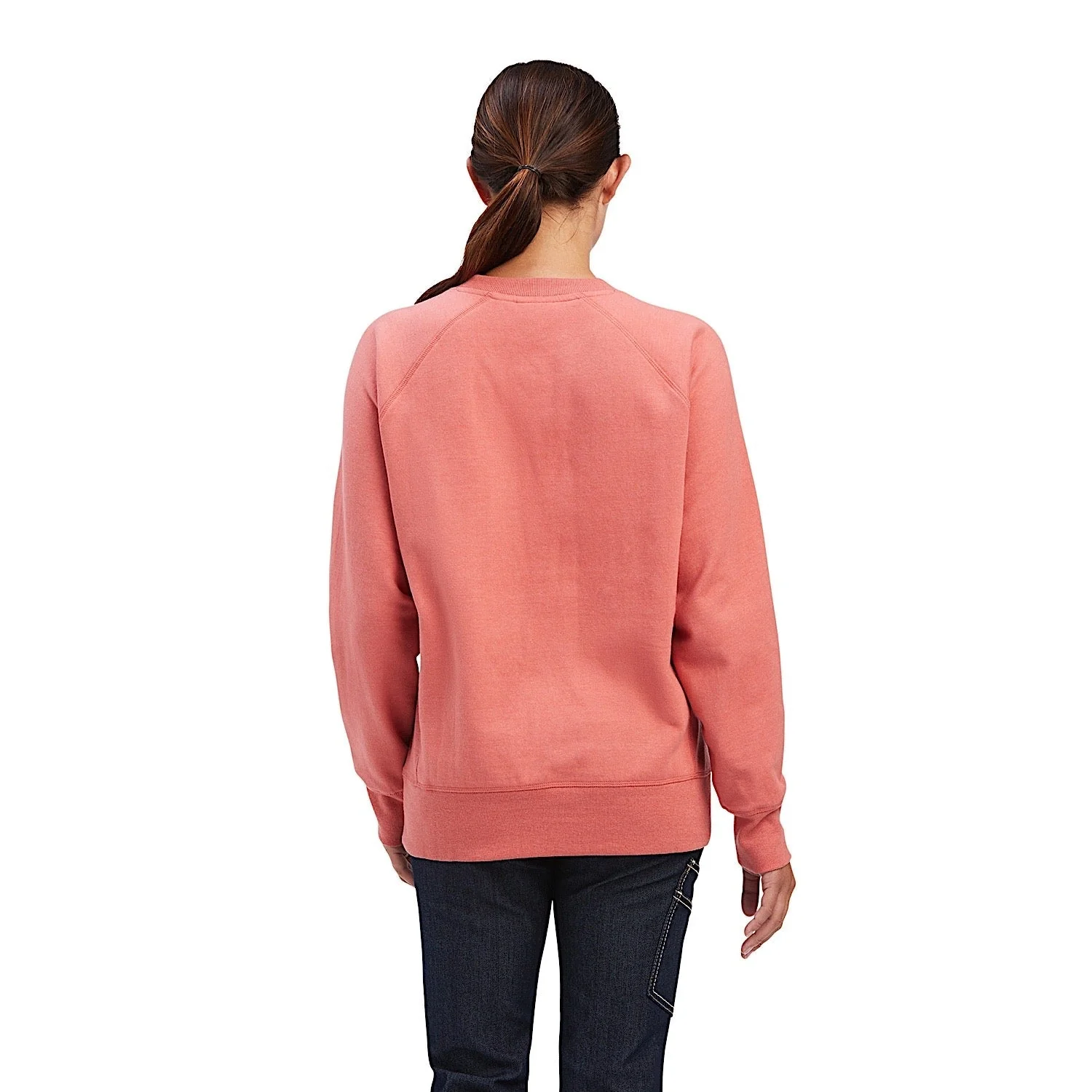 Ariat Women's Rebar Workman Washed Fleece Sweatshirt Faded Rose Heather - Image 2