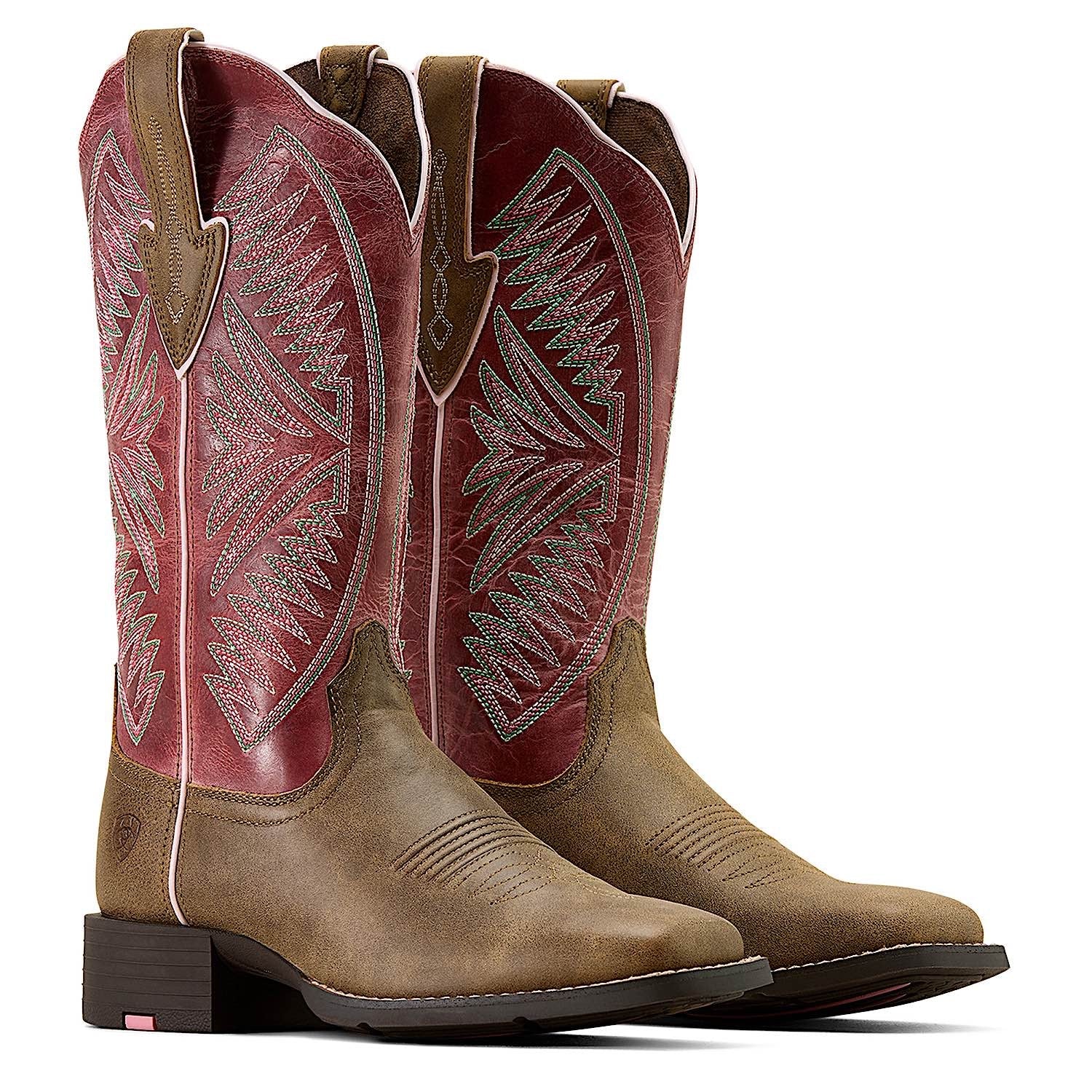 Ariat Women's Ruidoso Wide Square Toe Western Boot - Brown Bomber/Dusty Rose - Image 7