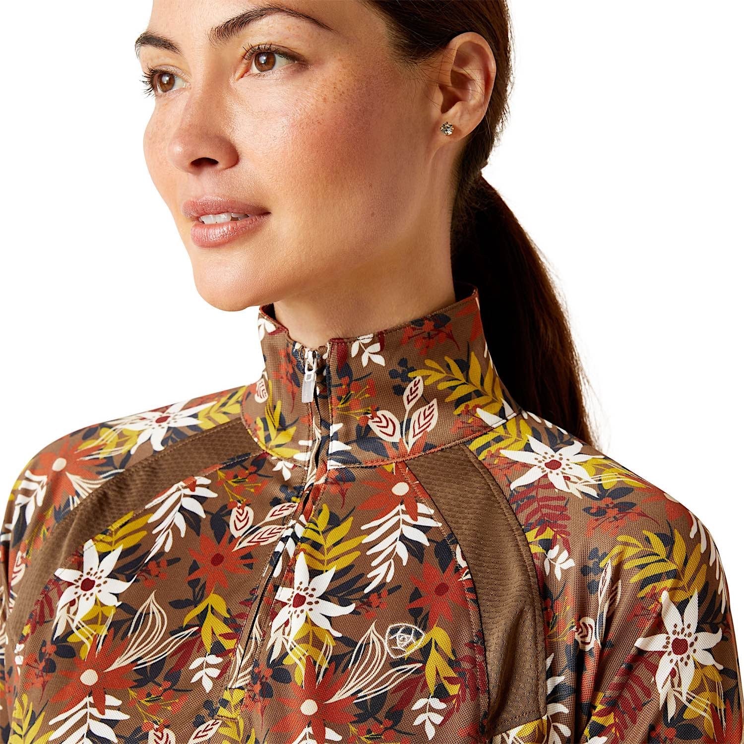 Ariat Women's Sunstopper 2.0 1/4 Zip Canteen Floral - Image 3