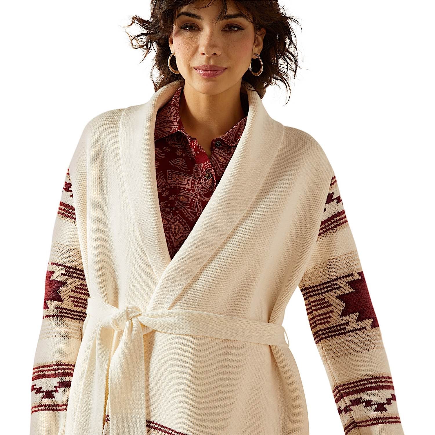 Ariat Women's Westward Wrap Sweater - Cream Southwest - Image 4