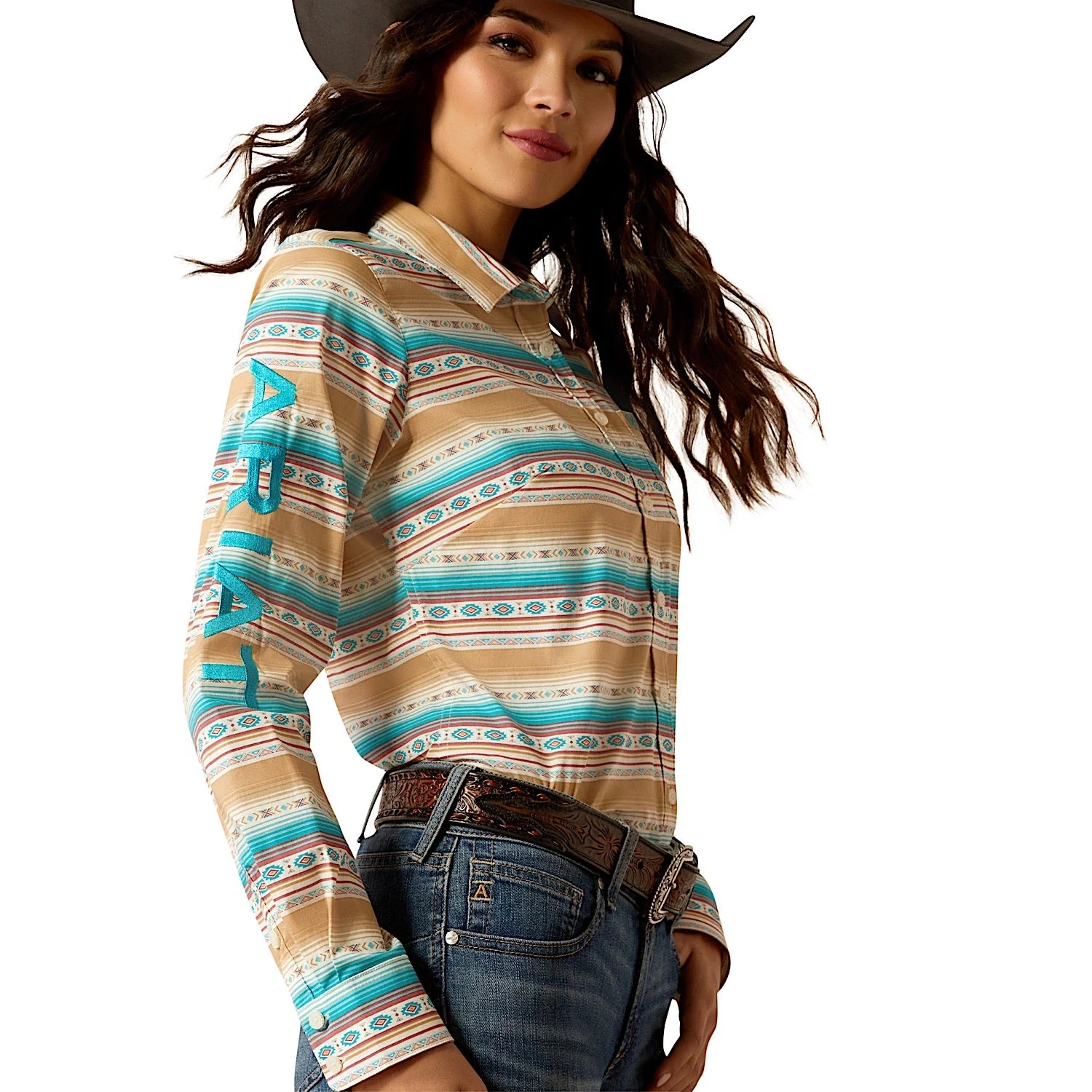 Ariat Women's Wrinkle Resist Team Kirby Stretch Shirt - Fallon Serape - Image 4