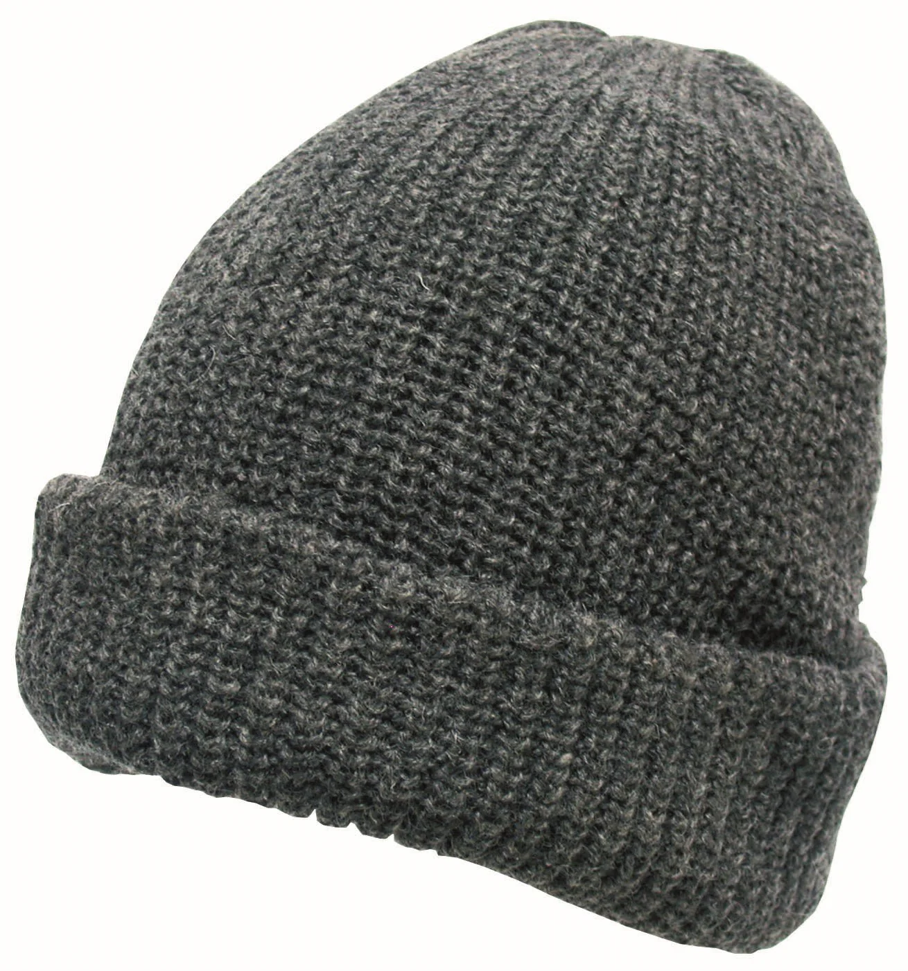 Avenel Fishermans Rib Double Knit Ragg Wool Beanie - Charcoal