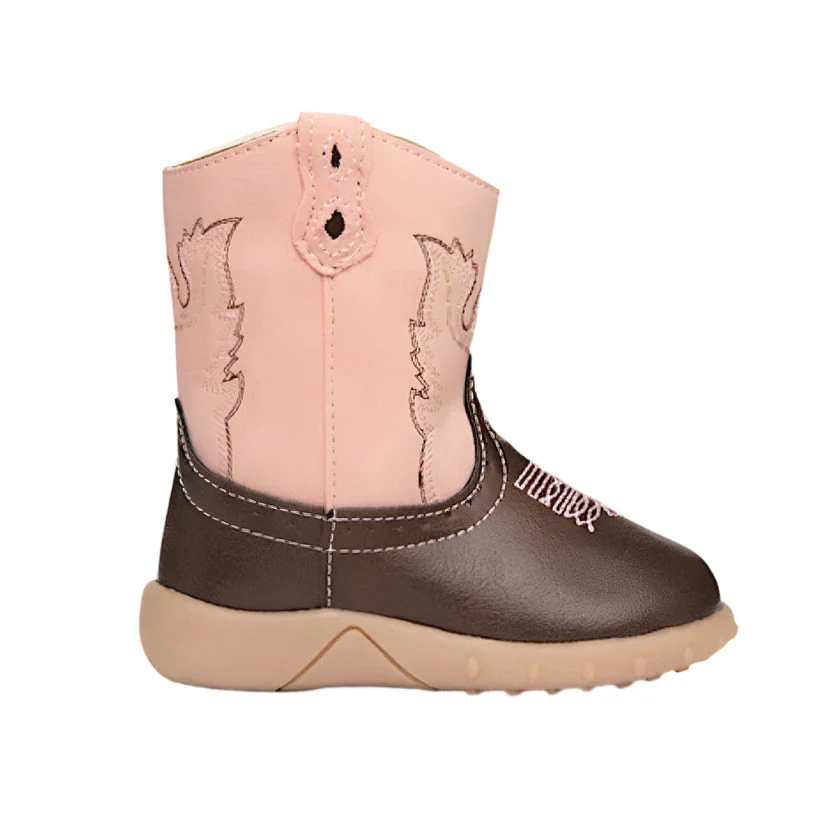 Baxter Infant Western Baby Booties - Light Pink / Brown - Image 2