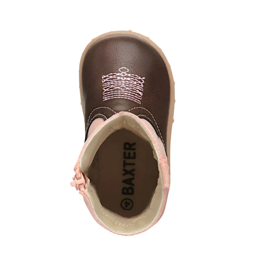 Baxter Infant Western Baby Booties - Light Pink / Brown - Image 3