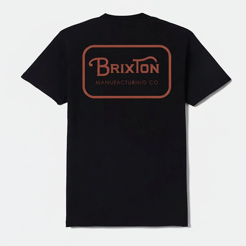 Brixton Men's Grade Tee - Jet Black / Dusted Ochre - Image 2