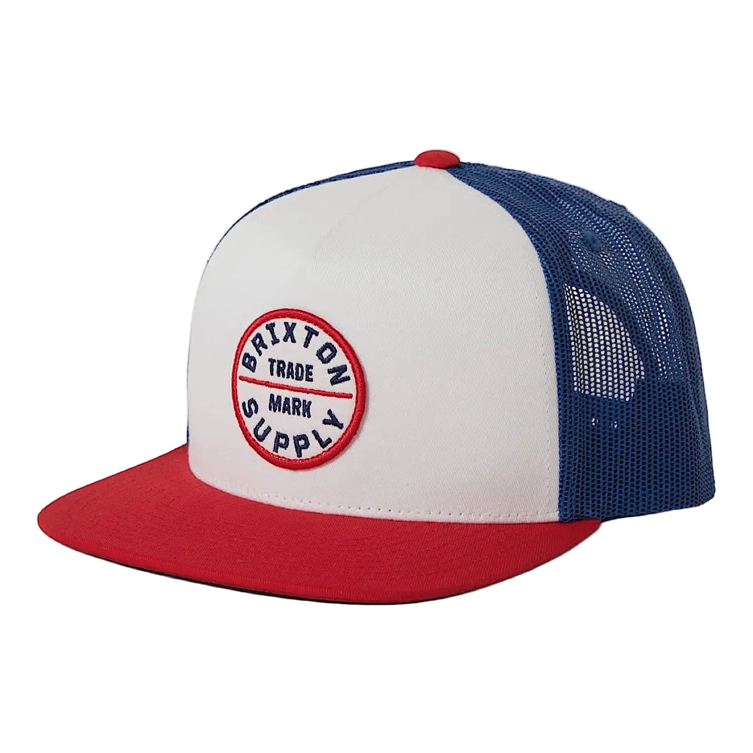 Brixton Oath Trucker Hat - White/Midnight Blue/Adrenaline