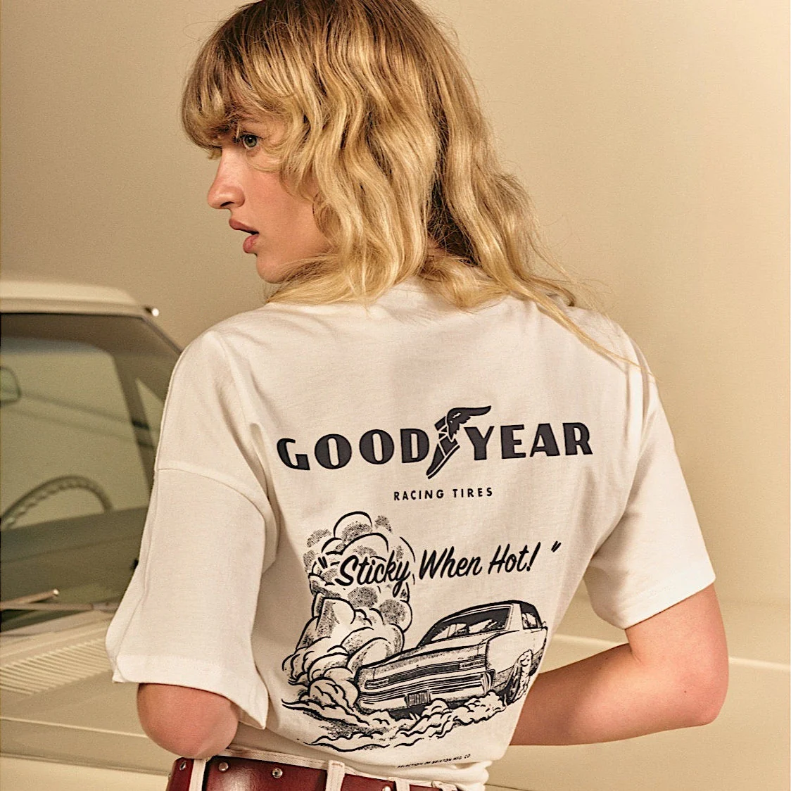Brixton Women's Goodyear Burnout Boxy Crew Tee - Cream - Image 2