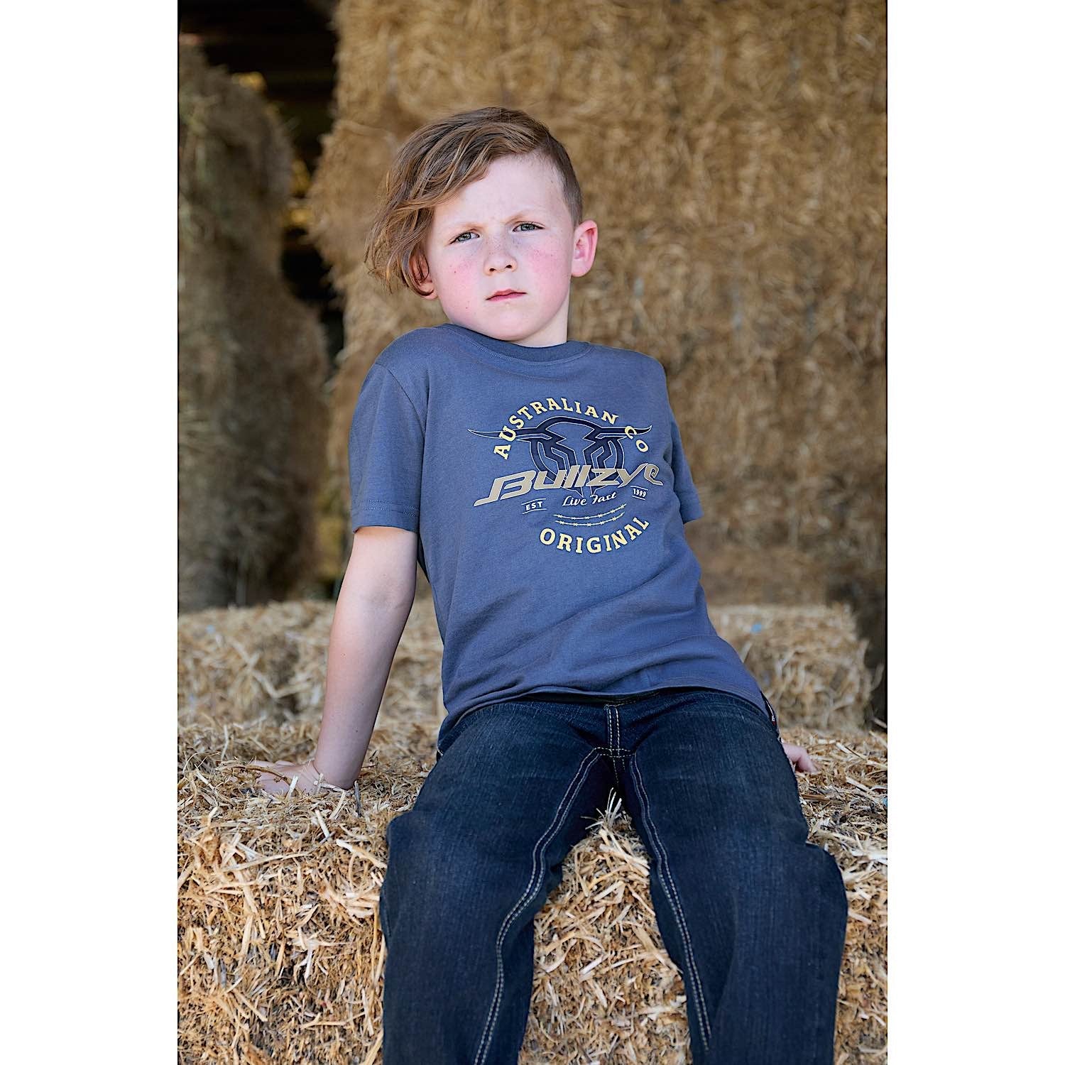 Bullzye Boy's Live Fast Short Sleeve T Shirt - Blue Steel - Image 5