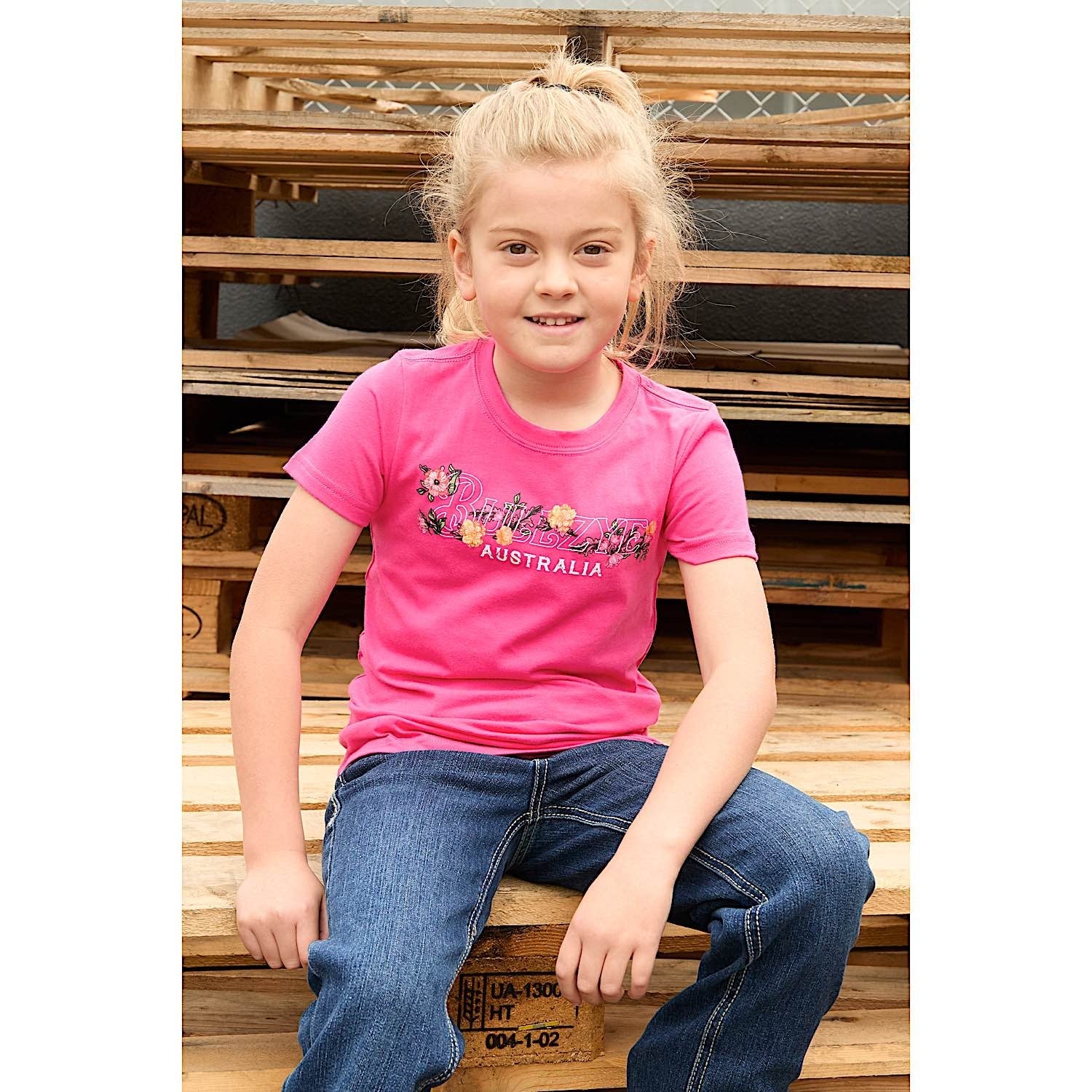 Bullzye Girl's Flora Short Sleeve Tee - Berry - Image 4