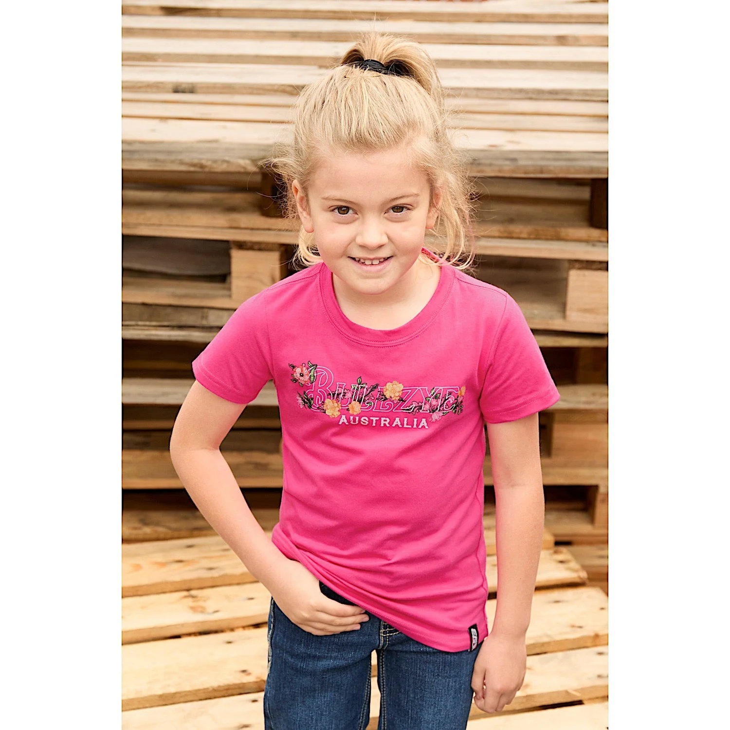 Bullzye Girl's Flora Short Sleeve Tee - Berry - Image 5