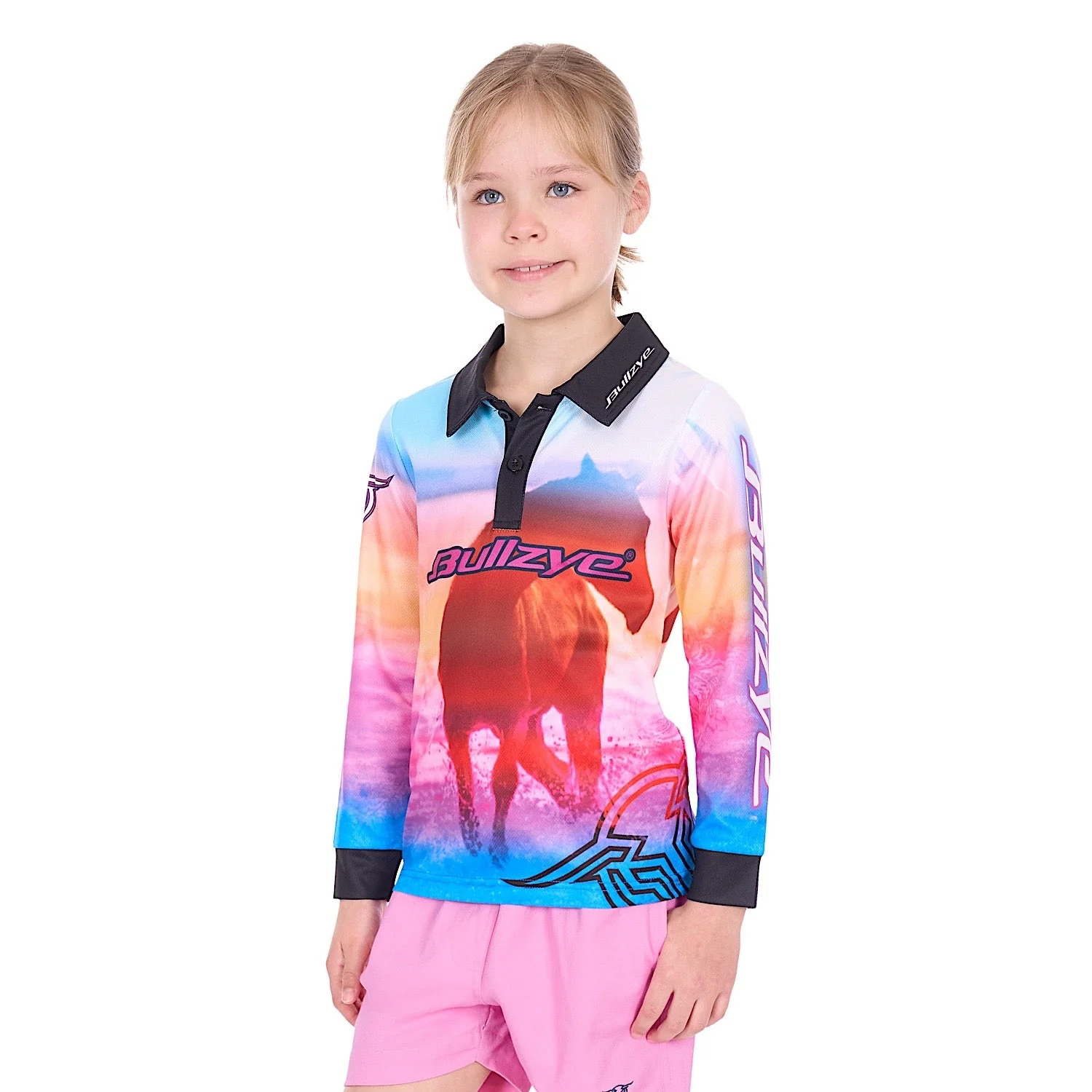 Bullzye Girl's Gallop Long Sleeve Fishing Shirt - Pink Multi