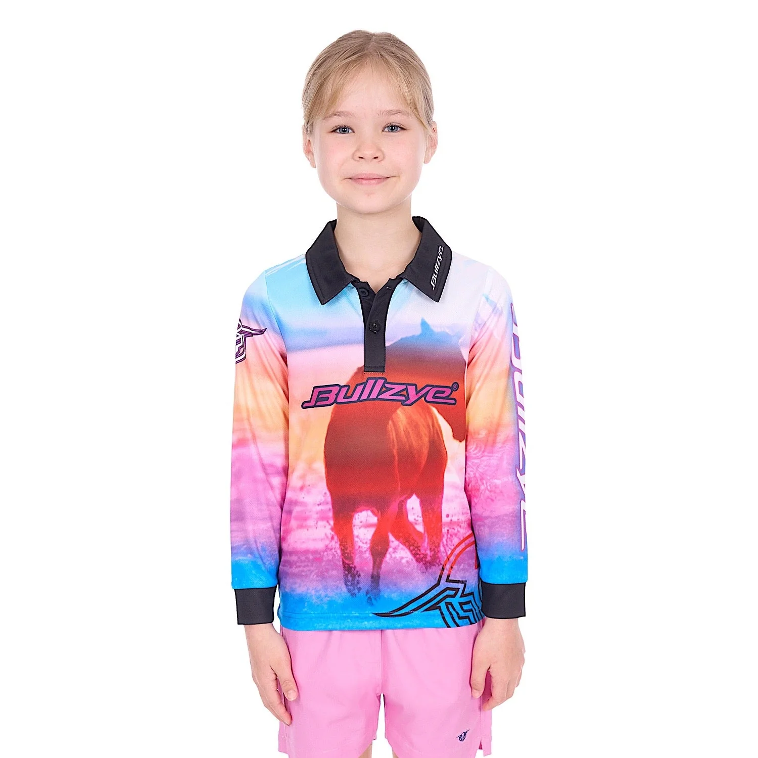 Bullzye Girl's Gallop Long Sleeve Fishing Shirt - Pink Multi - Image 2