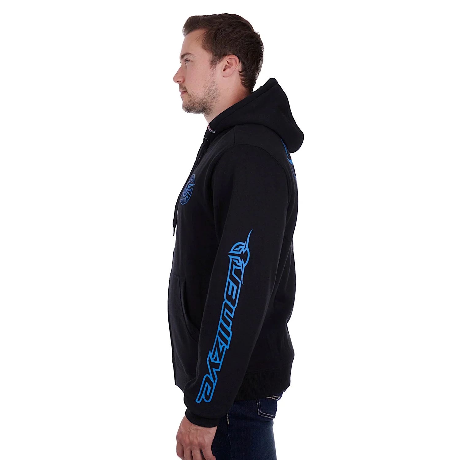 Bullzye Mens Bullring Zip Through Hoodie Black - Image 2