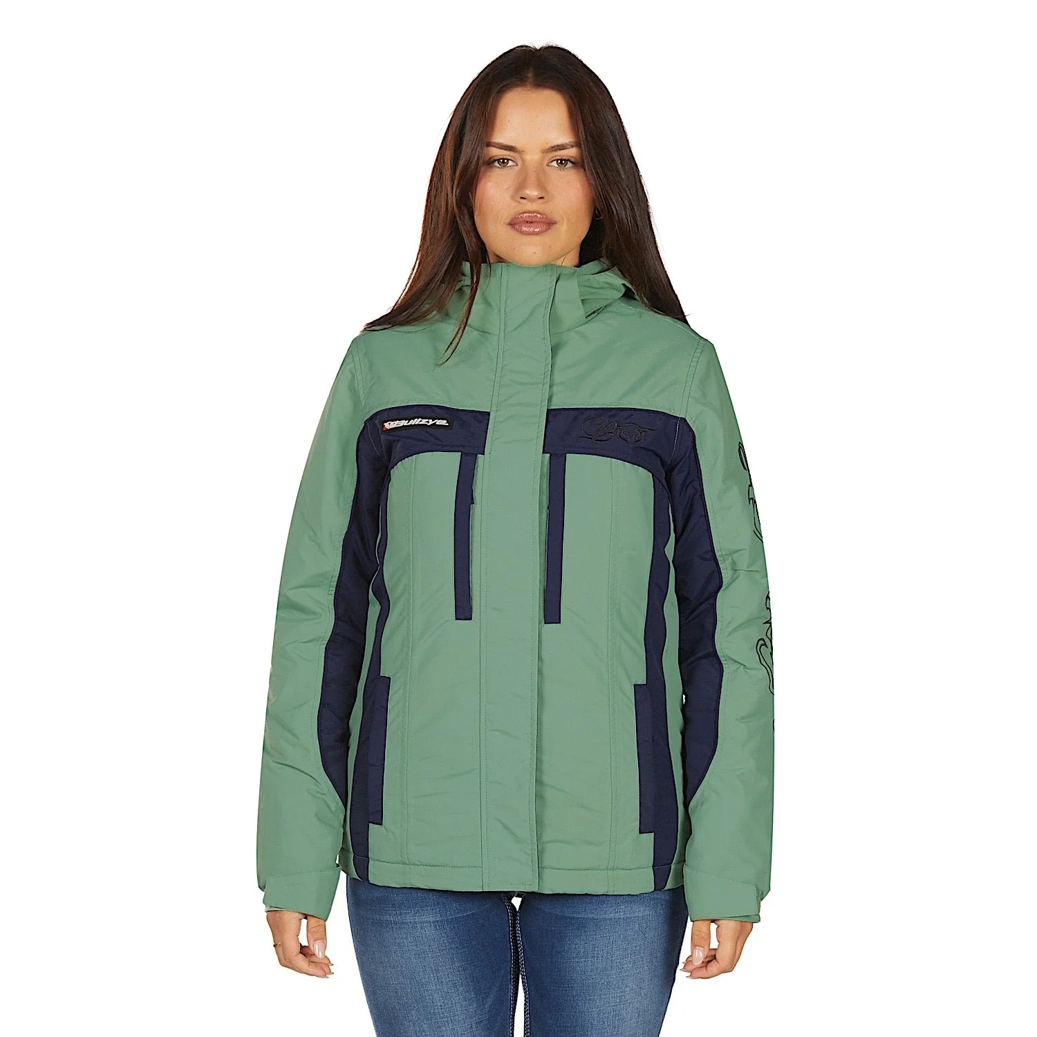 Bullzye Women's Carla Jacket - Navy / Moss - Image 2