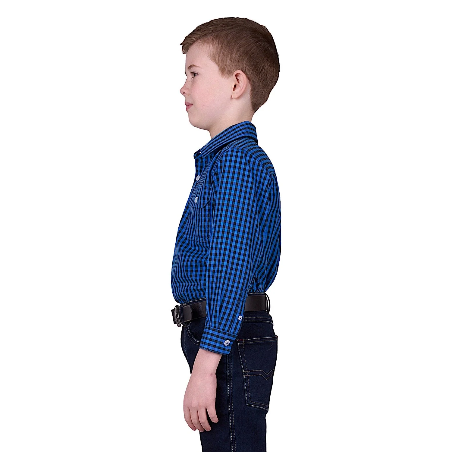 Hard Slog Kid's Astell Half Placket Long Sleeve Shirt - Black/Royal - Image 2