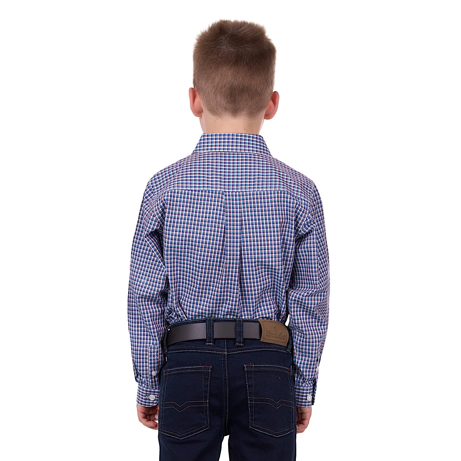 Hard Slog Kid's Bobbie Half Placket Shirt Navy/Tan - Image 3