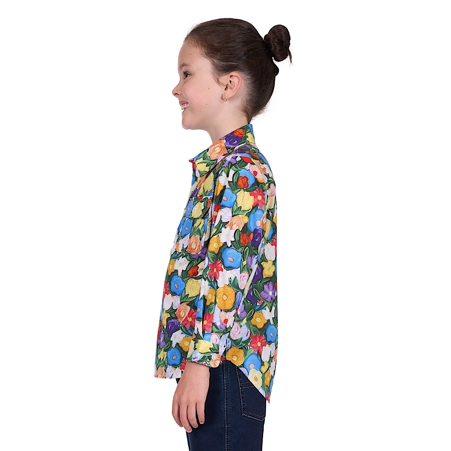 Hard Slog Kid's Delia Half Placket Long Sleeve Shirt - Multi - Image 3