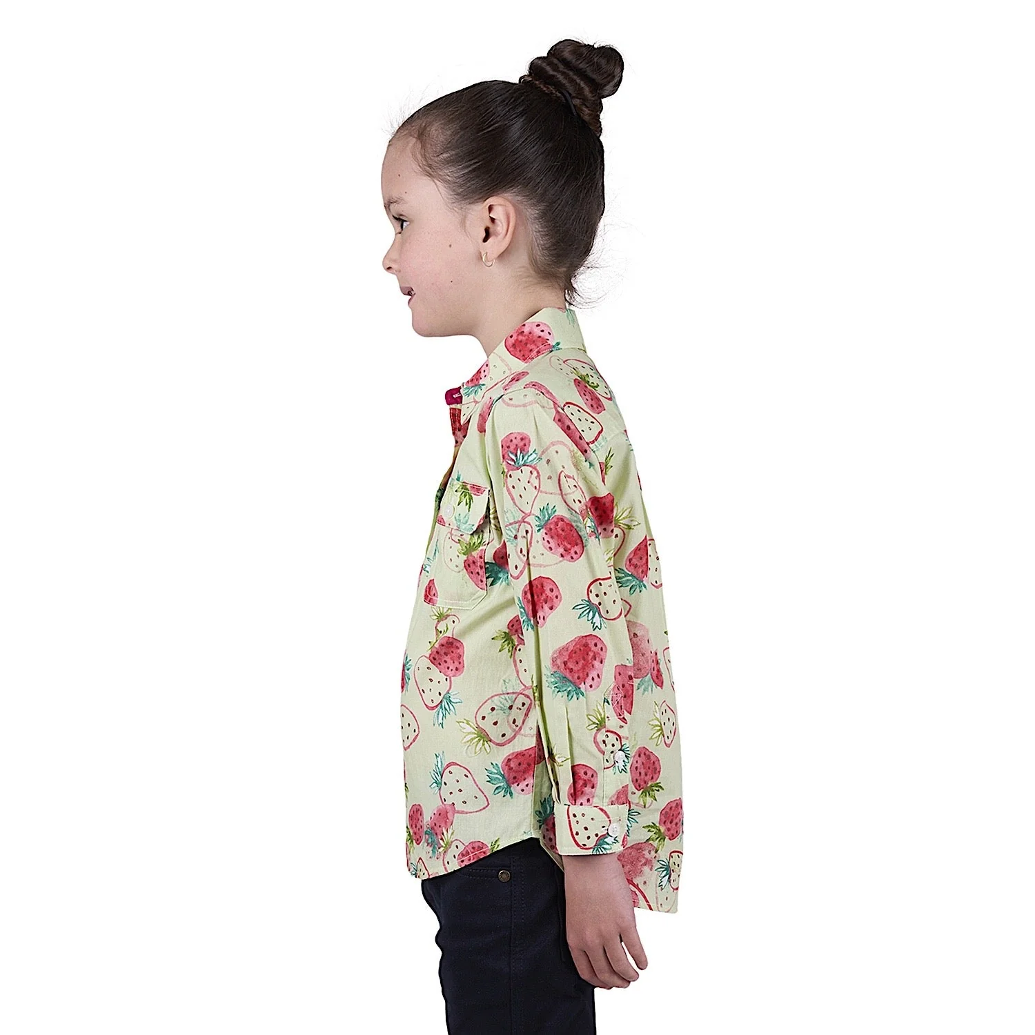 Hard Slog Kid's Kimmy Half Placket Long Sleeve Shirt - Green - Image 2