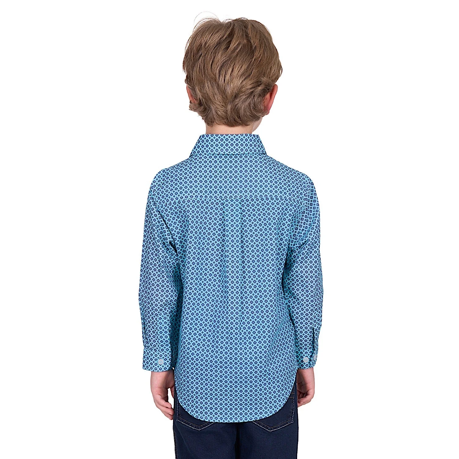 Hard Slog Kid's Lygon Half Placket Long Sleeve Shirt - Blue/Navy - Image 4