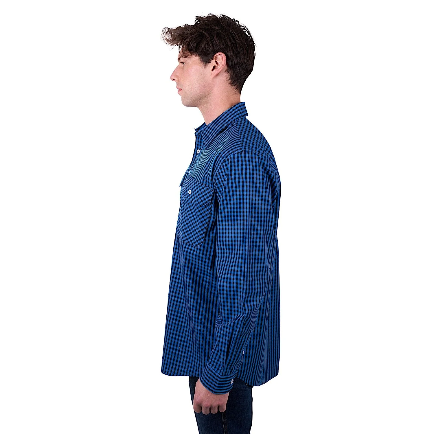 Hard Slog Men's Astell Half Placket Long Sleeve Shirt - Black/Royal - Image 2