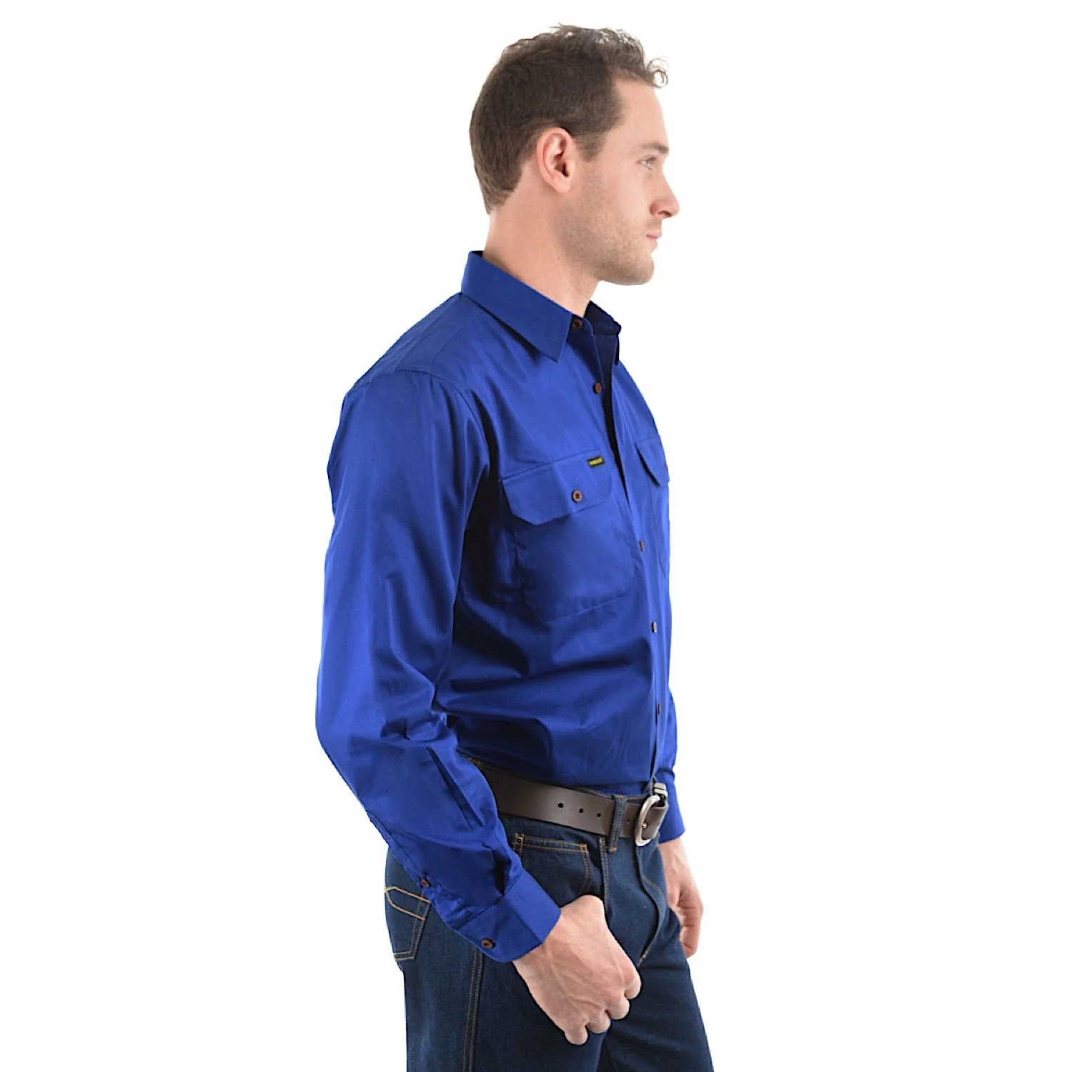 Hard Slog Men's Full Placket Light Cotton Shirt - Royal Blue - Image 2