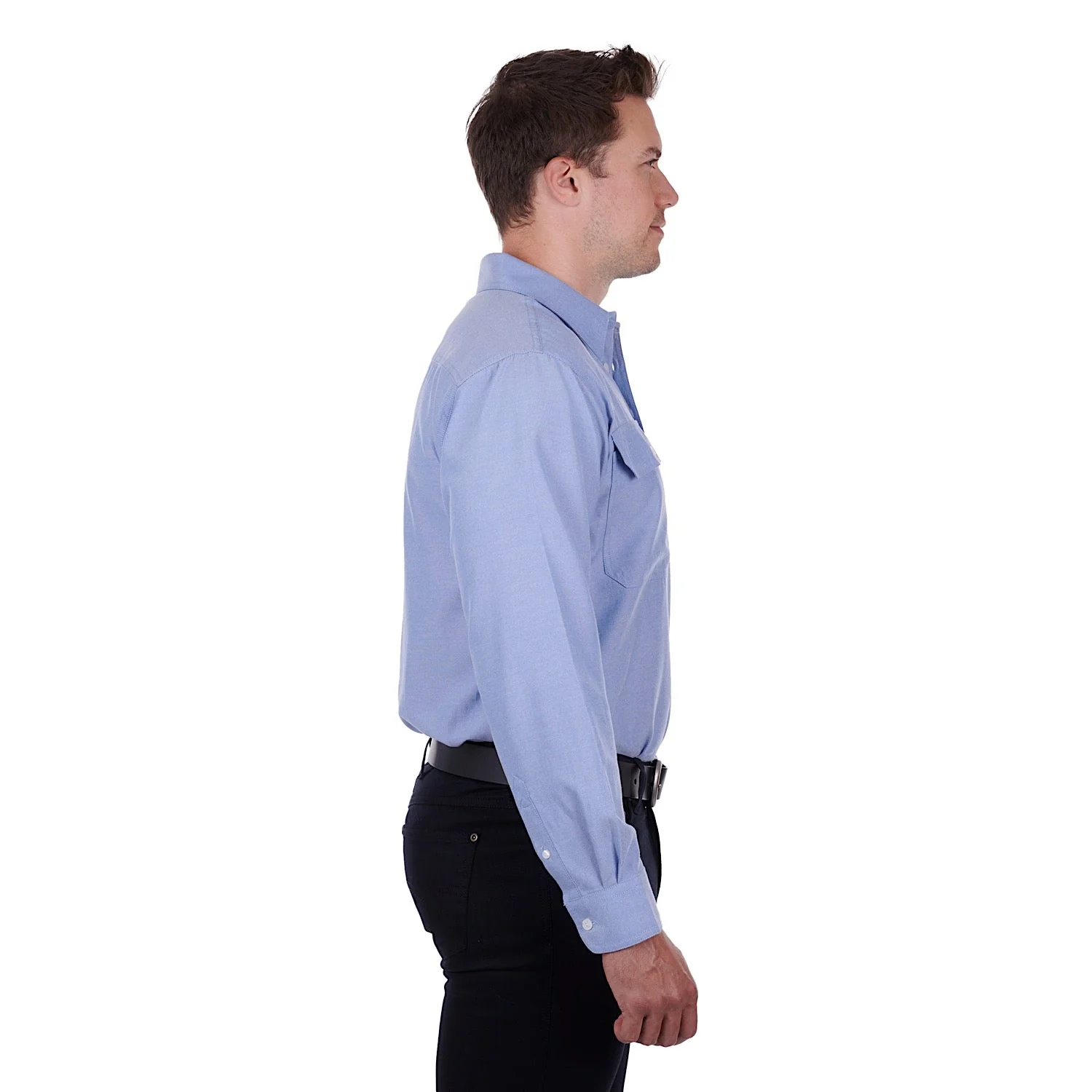 Hard Slog Mens Jackson Half Placket Shirt Blue - Image 3