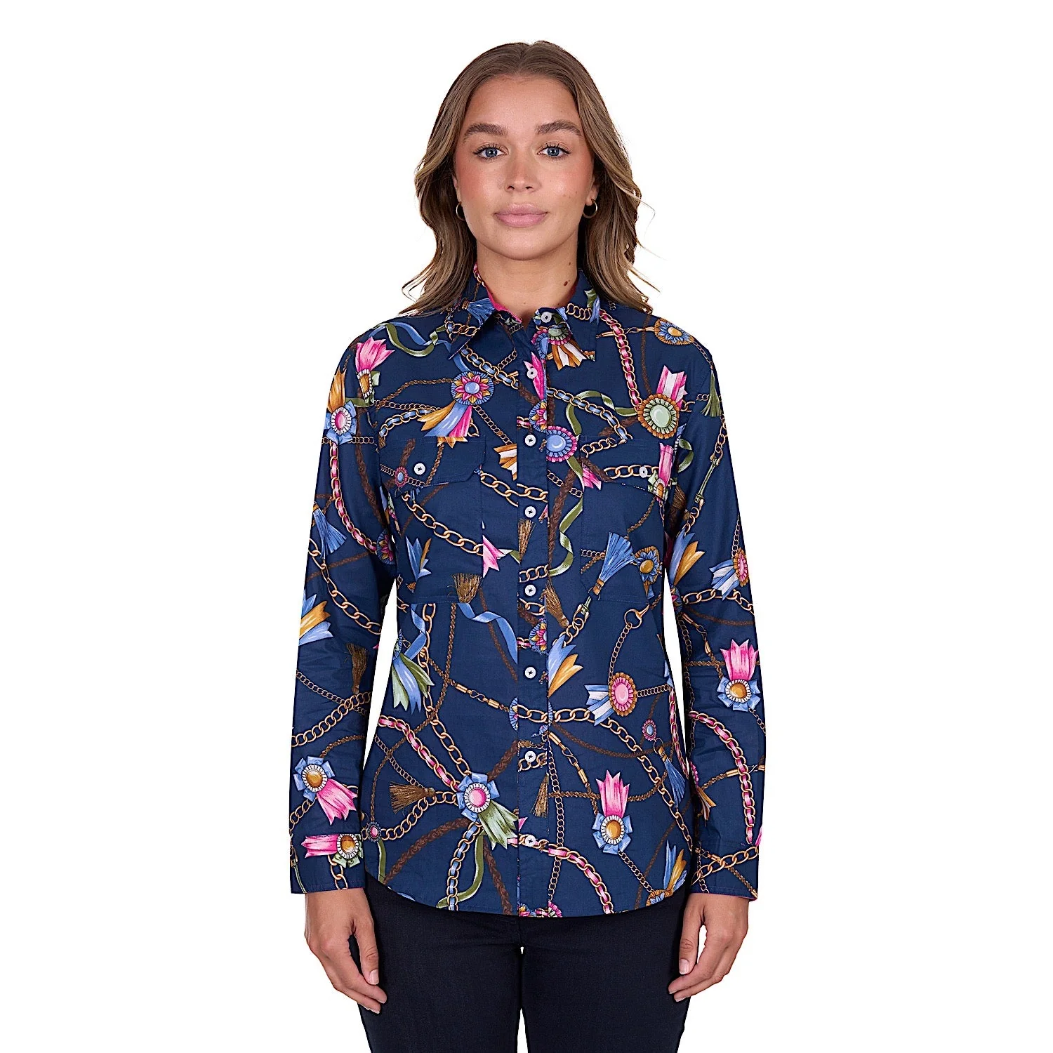 Hard Slog Women's Jolie Full Placket Long Sleeve Shirt - Navy - Image 2