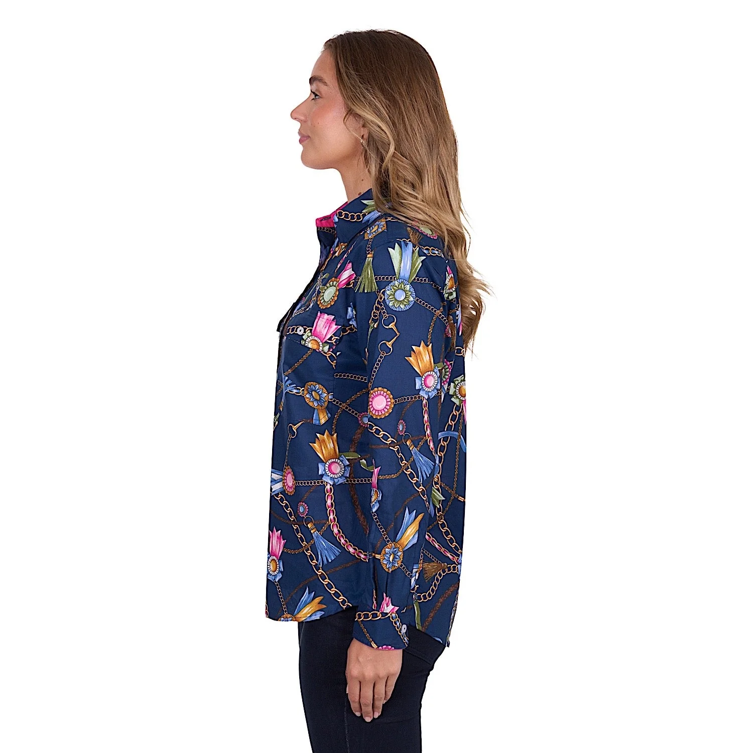 Hard Slog Women's Jolie Full Placket Long Sleeve Shirt - Navy - Image 3