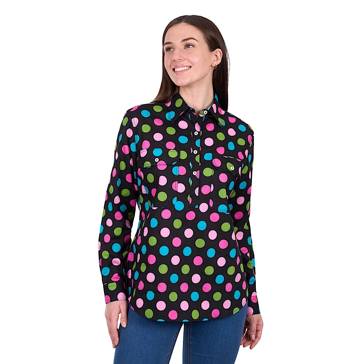 Hard Slog Women's Rena 1/2 Placket Shirt - Multi