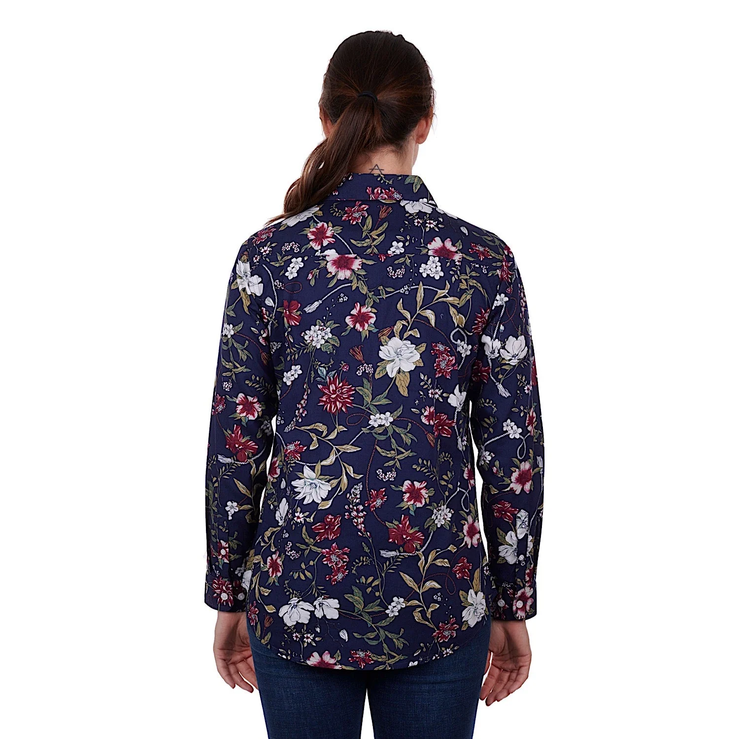 Hard Slog Womens Sarah Full Placket Shirt Navy - Image 3
