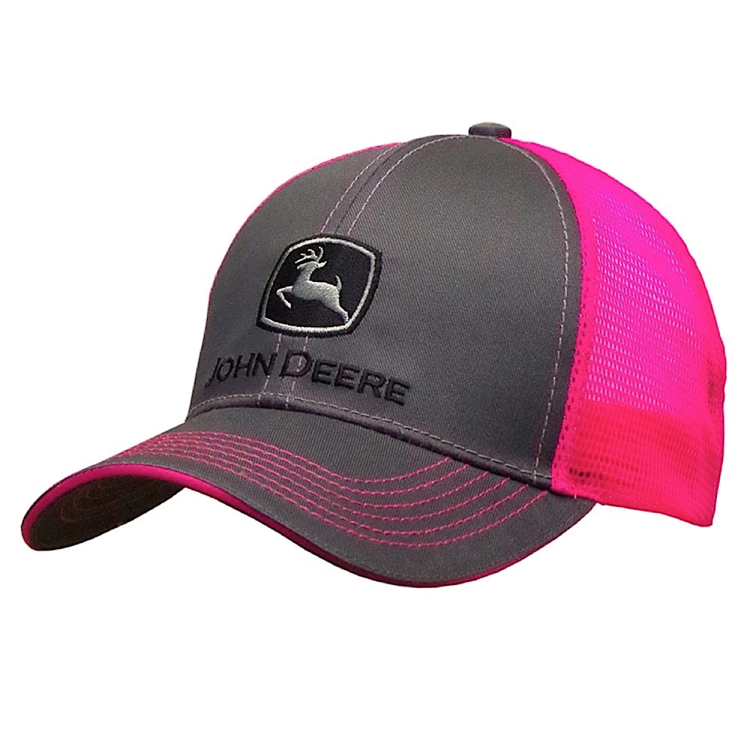 John Deere Neon Cap - Charcoal/Pink
