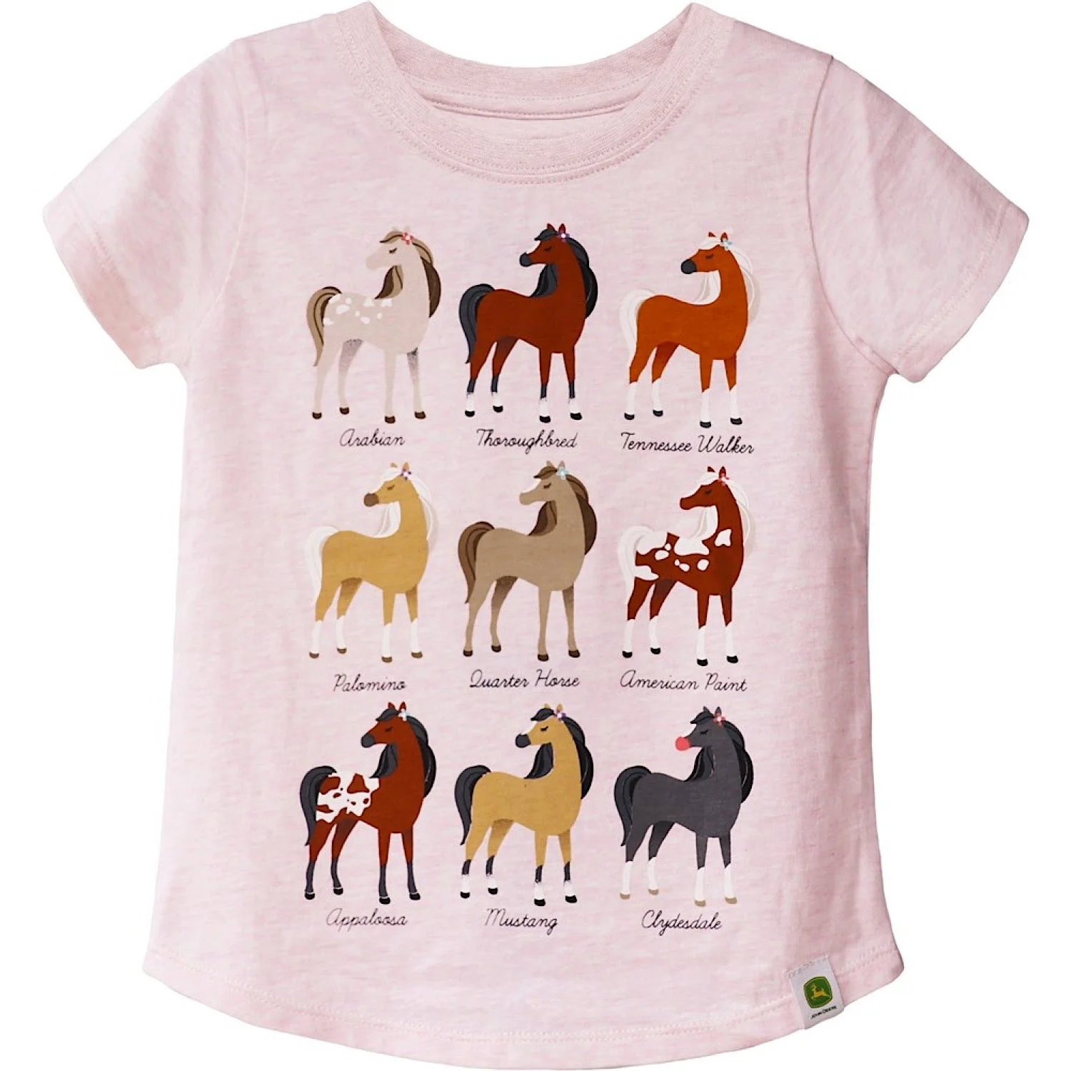 John Deere Toddler Horse Breeds Tee - Pink