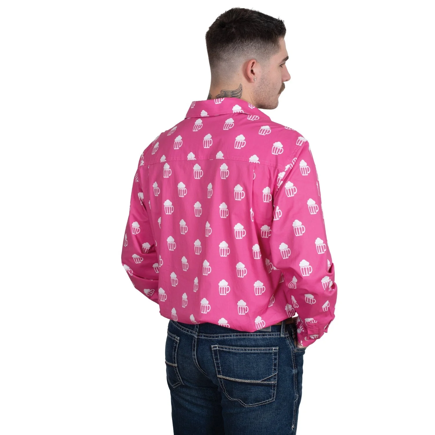 Just Country Men's Austin Full Button Print Work Shirt - Rose Brew - Image 2
