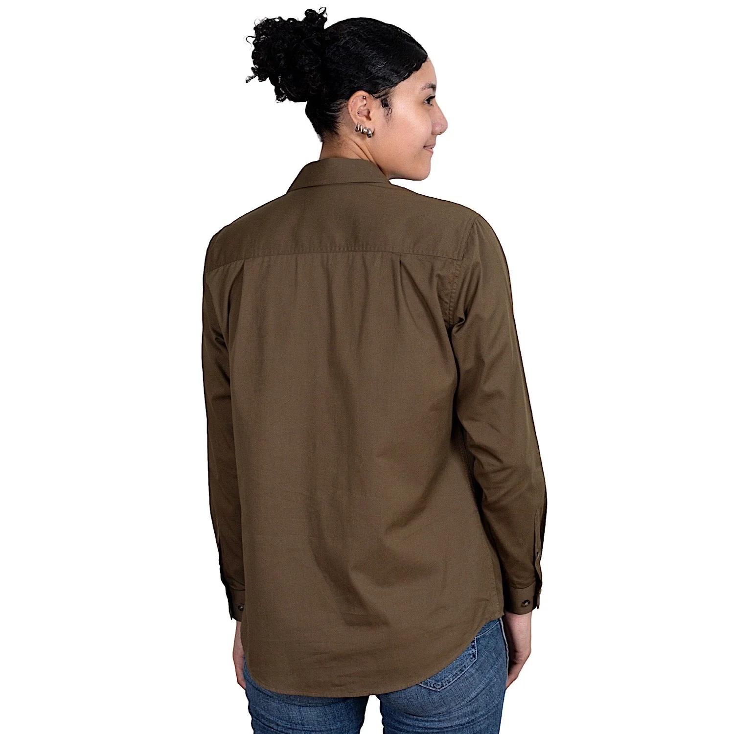Just Country Women's Jahna Half Button Work Shirt - Bark - Image 2