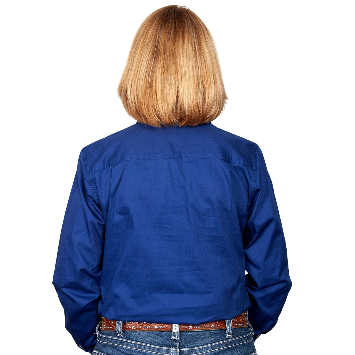 Just Country Womens Jahna Half Button Work Shirt Cobalt - Image 2