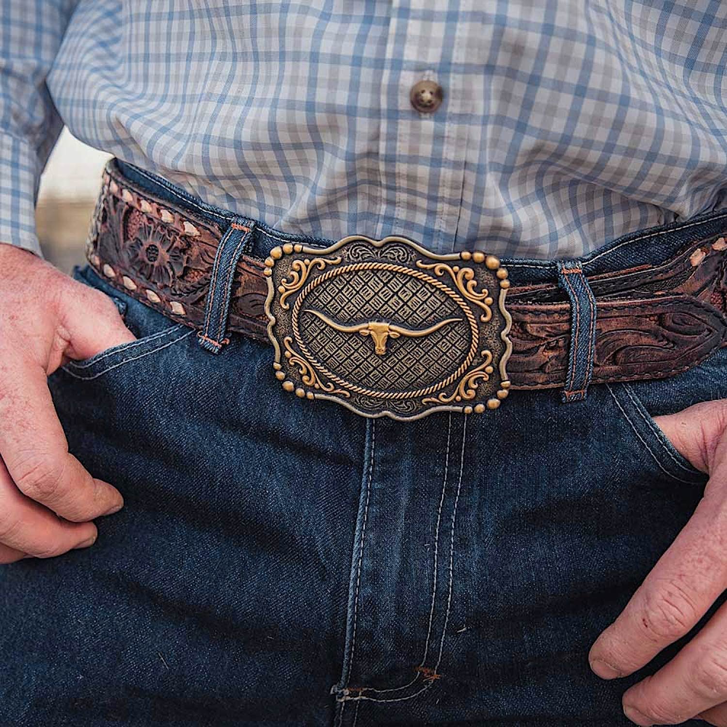 Montana Silversmiths Framed Longhorn Attitude Buckle - Image 2