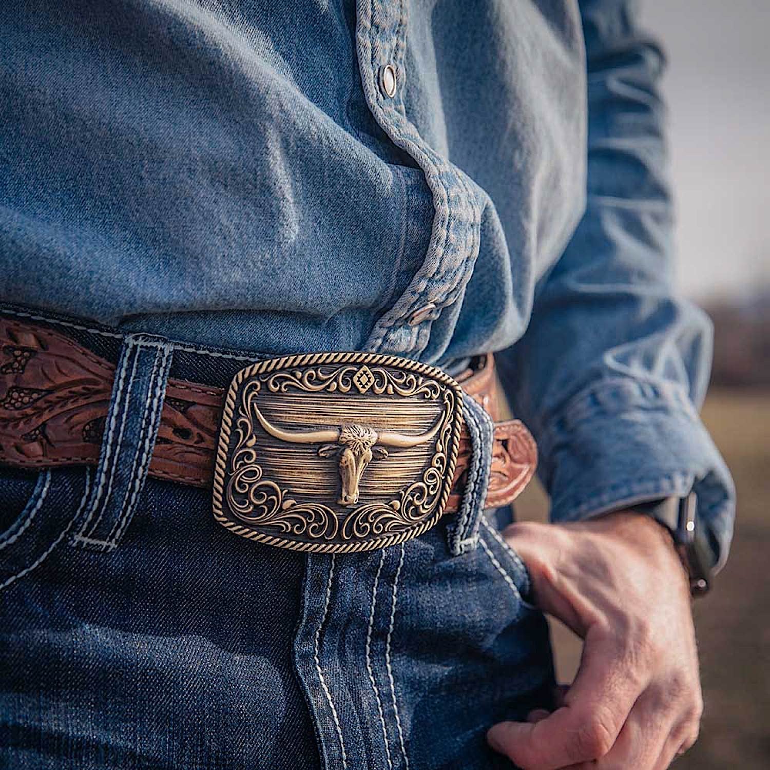 Montana Silversmiths Longhorn Legend Attitude Buckle - Image 3