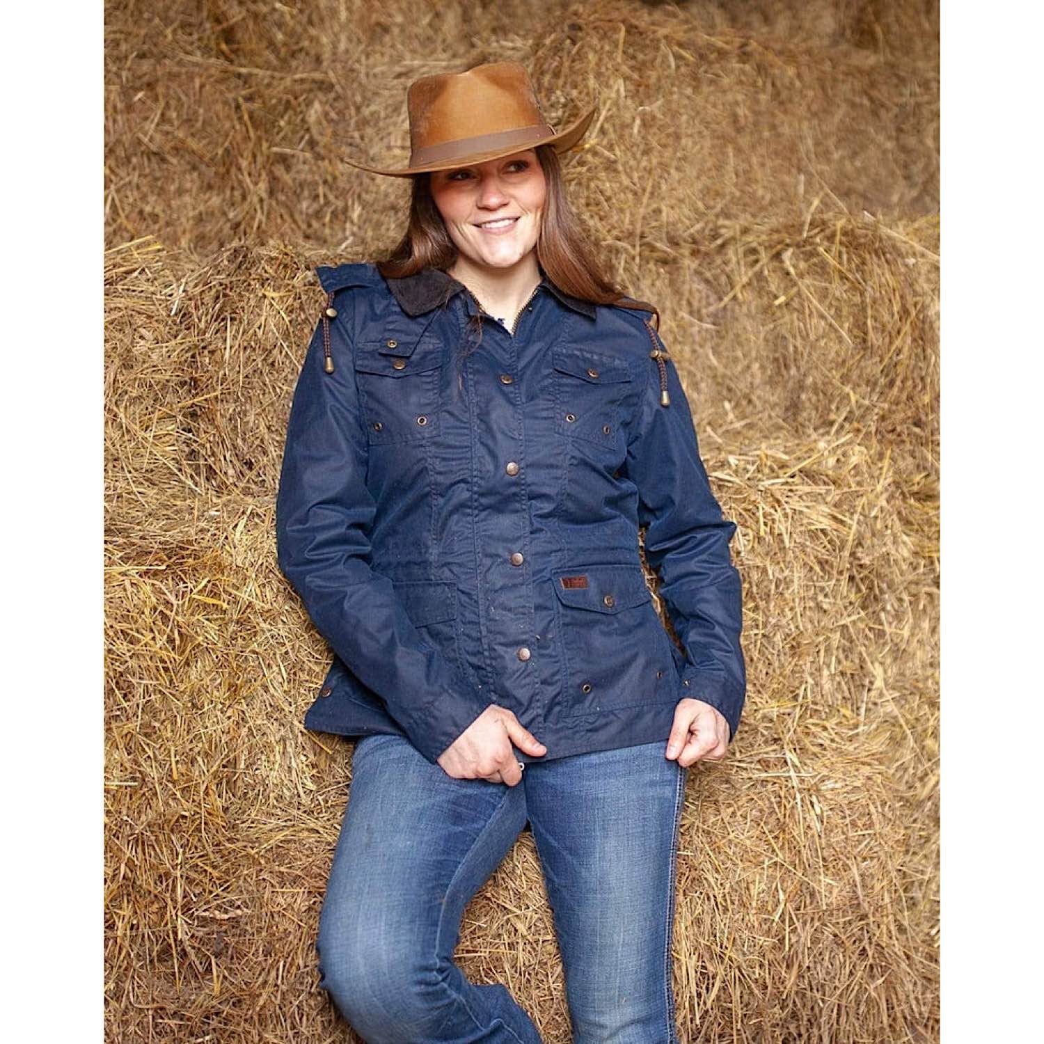 Outback Trading Womens Jill-A-Roo Oilskin Jacket Navy - Image 6