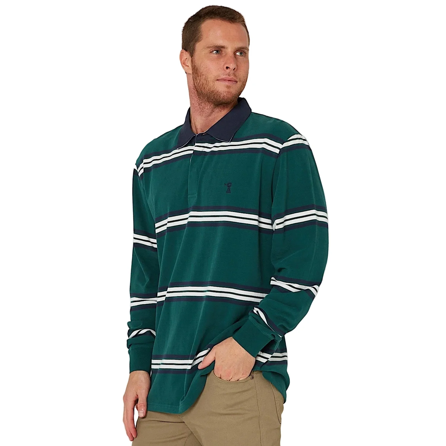 Pilbara Men's Classic Rugby Jersey - Forest/Navy/White - Image 2