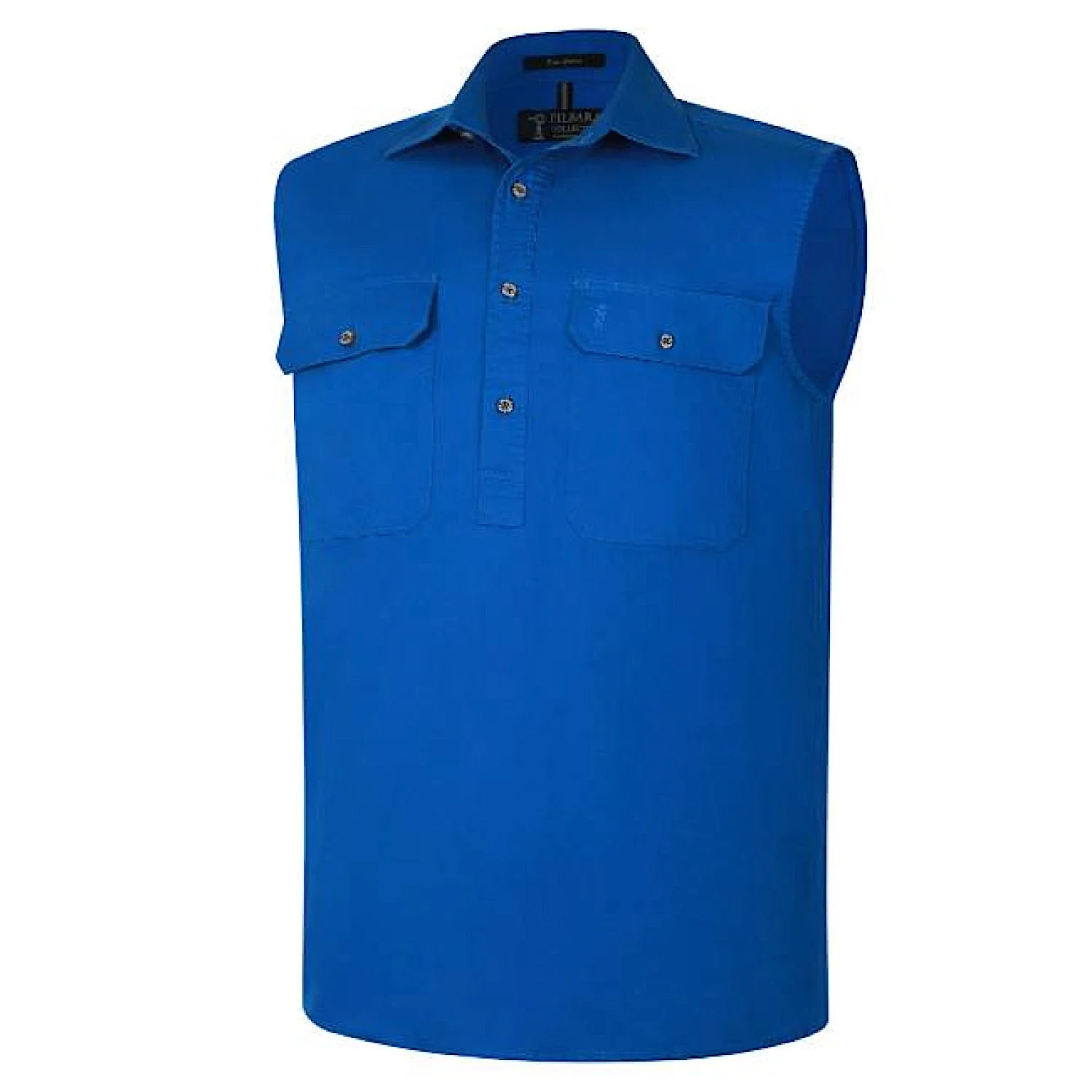 Pilbara Men's Closed Front Sleeveless Shirt - Cobalt Blue