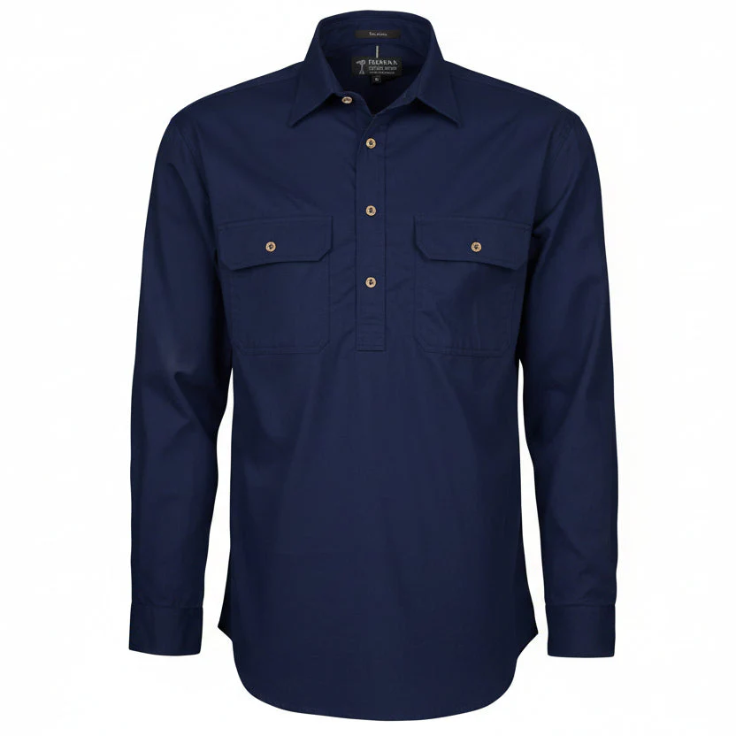 Pilbara Men's Heavy Weight Closed Front Shirt - French Navy