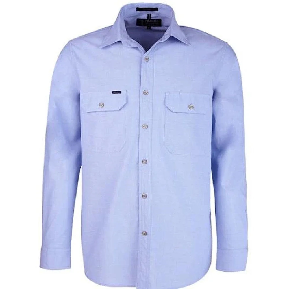 Pilbara Men's Dual Pocket Shirt - Chambray Blue