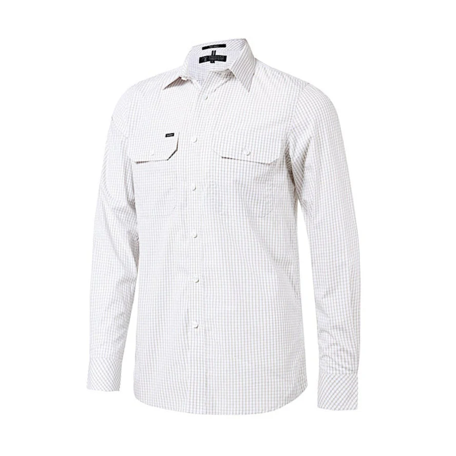 Pilbara Men's Shirt - Taupe/White Check