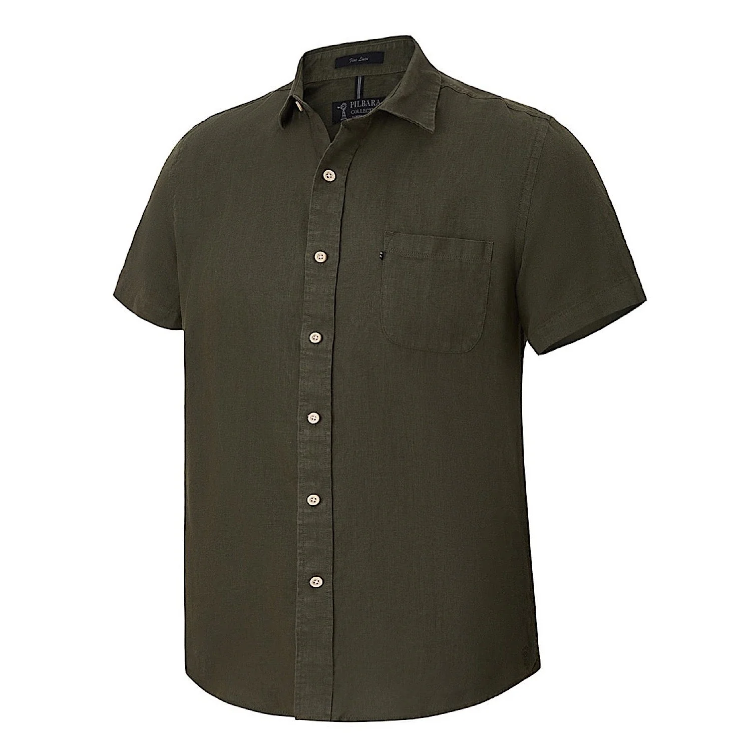 Pilbara Men's Classic Fit Linen Short Sleeve Shirt - Olive
