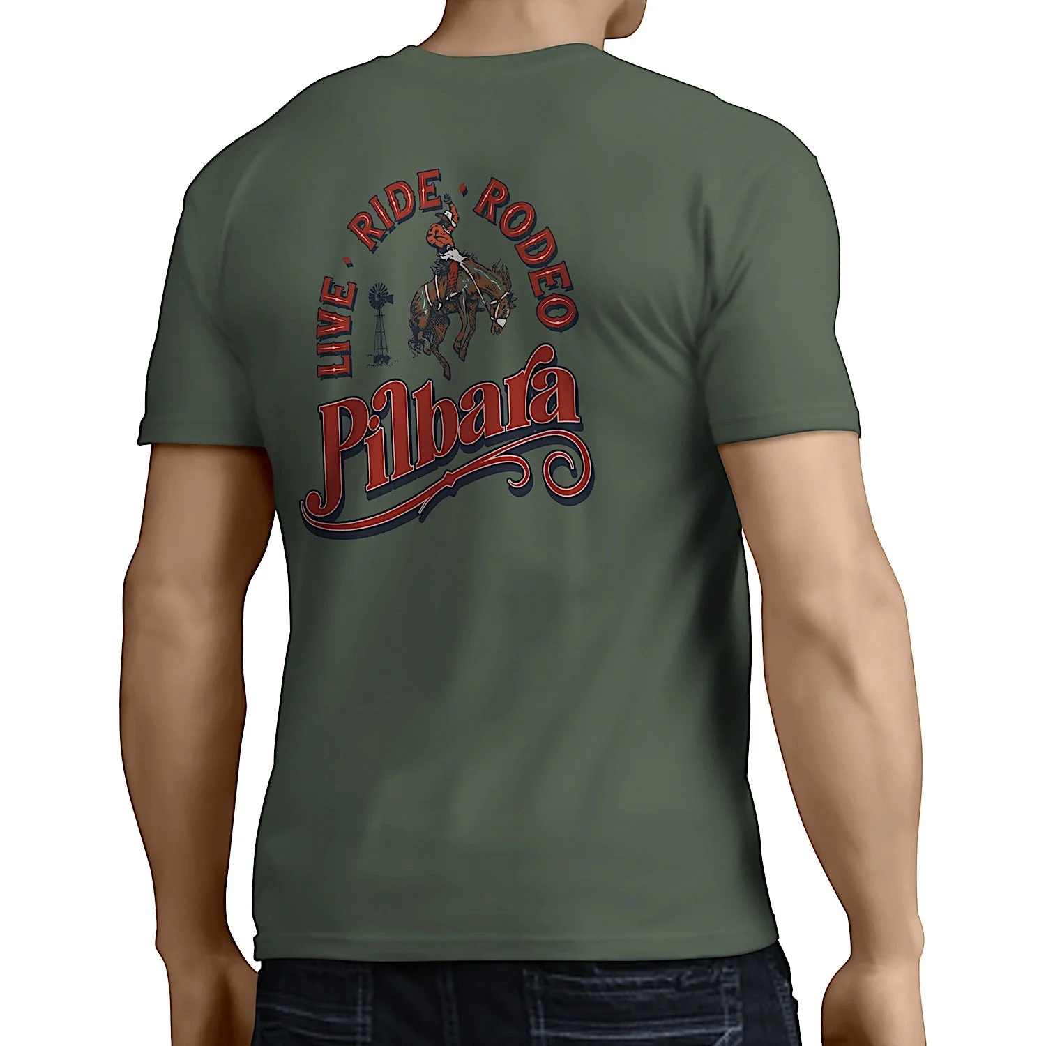 Pilbara Men's Rodeo T-Shirt - Light Olive - Image 2