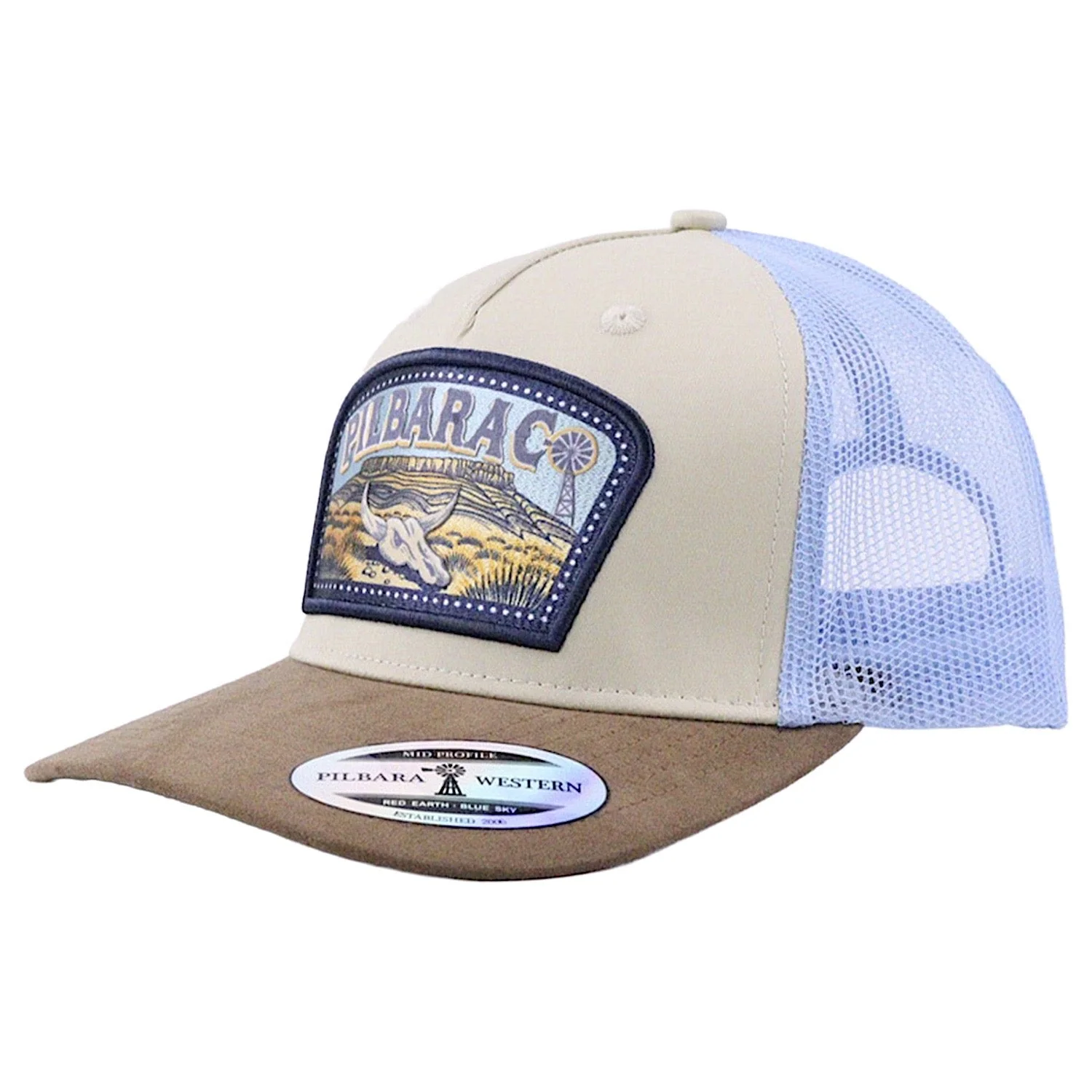 Pilbara Western Co. Skull Cap - Sand/Whisky/Light Blue
