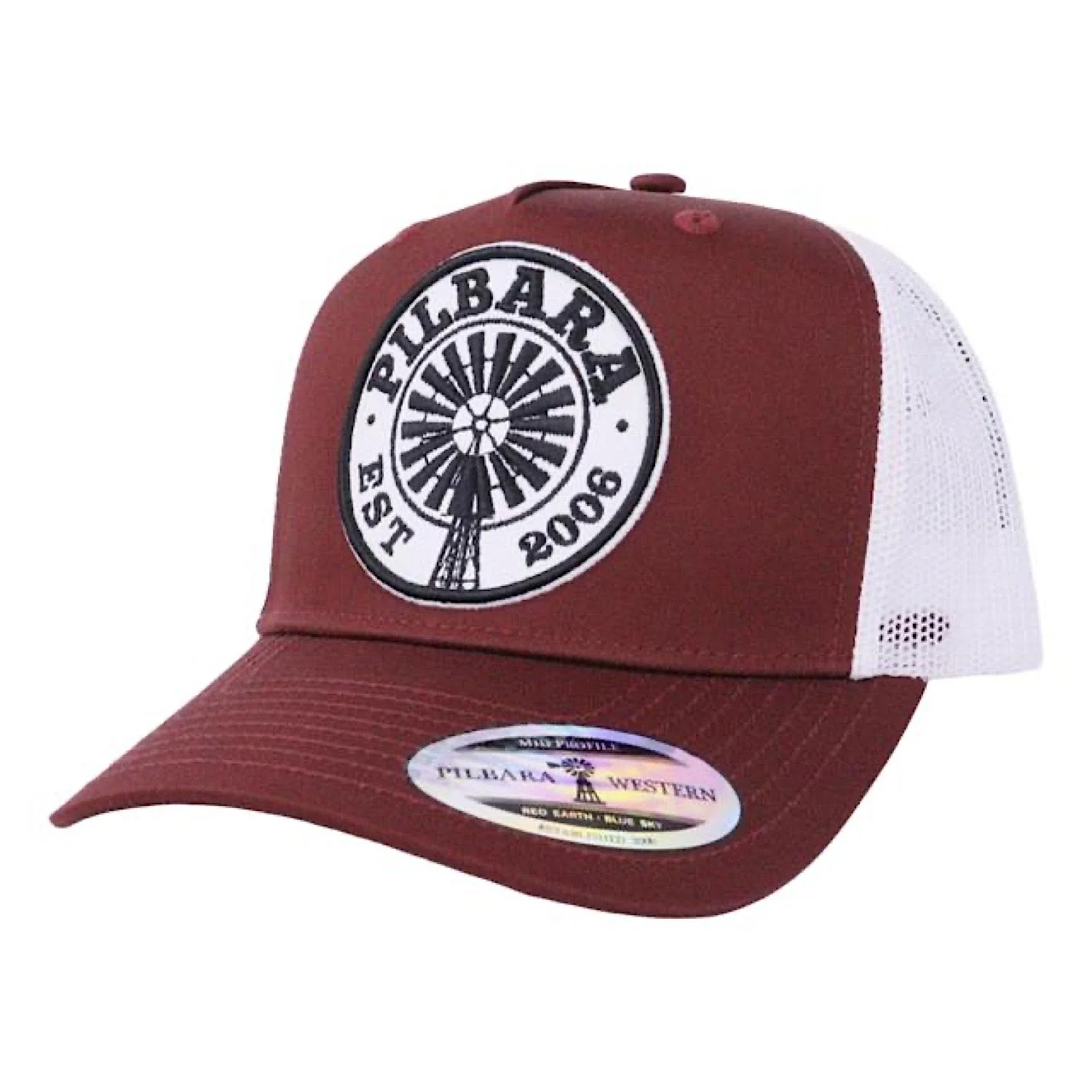 Pilbara Western Kid's Established Cap - Maroon/White
